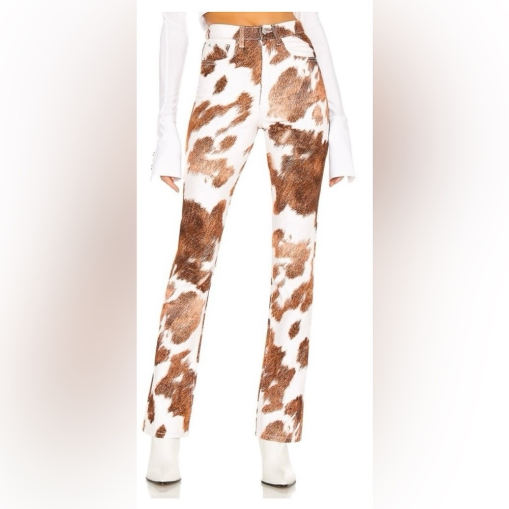 WeWoreWhat Brown and White Flare Pants